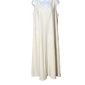 Deva Lifewear Women's Sleeveless Pure Cotton Flowy Cream Midi Shift Dress Size M